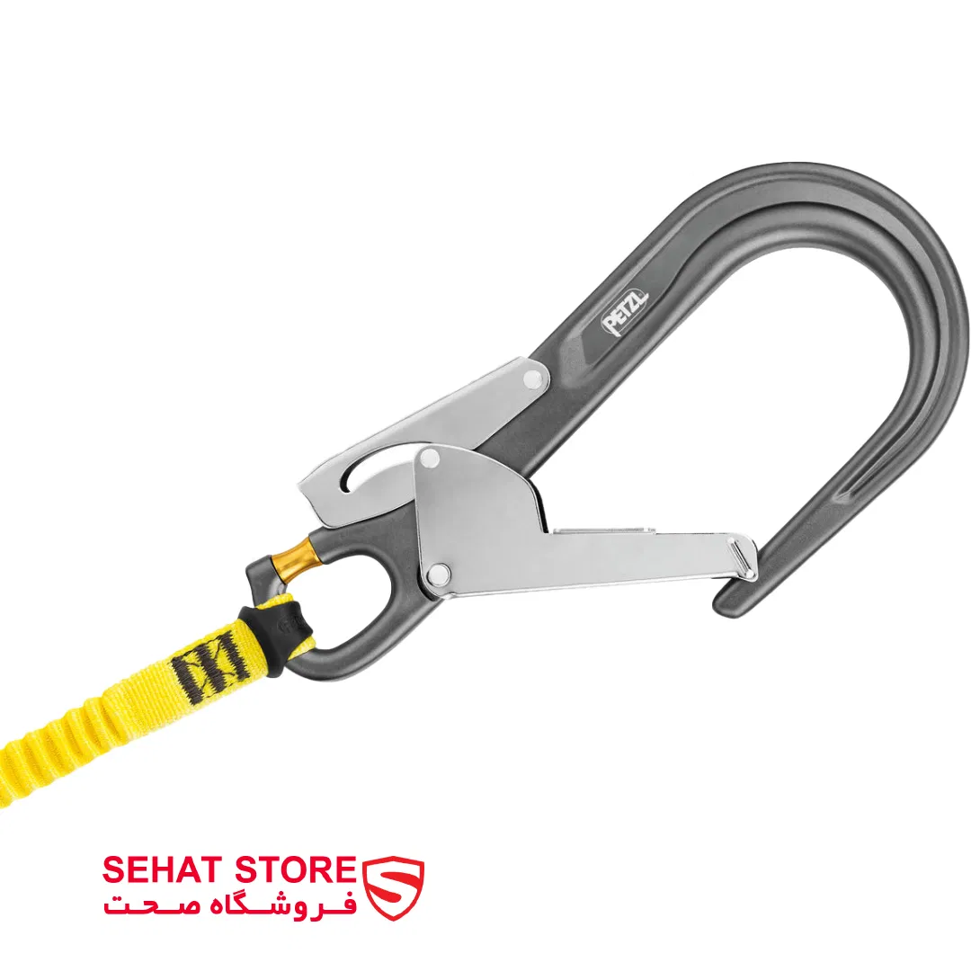 کارابین پتزل مدل PETZL MGO OPEN روی طناب محصولات فروشگاه صحت